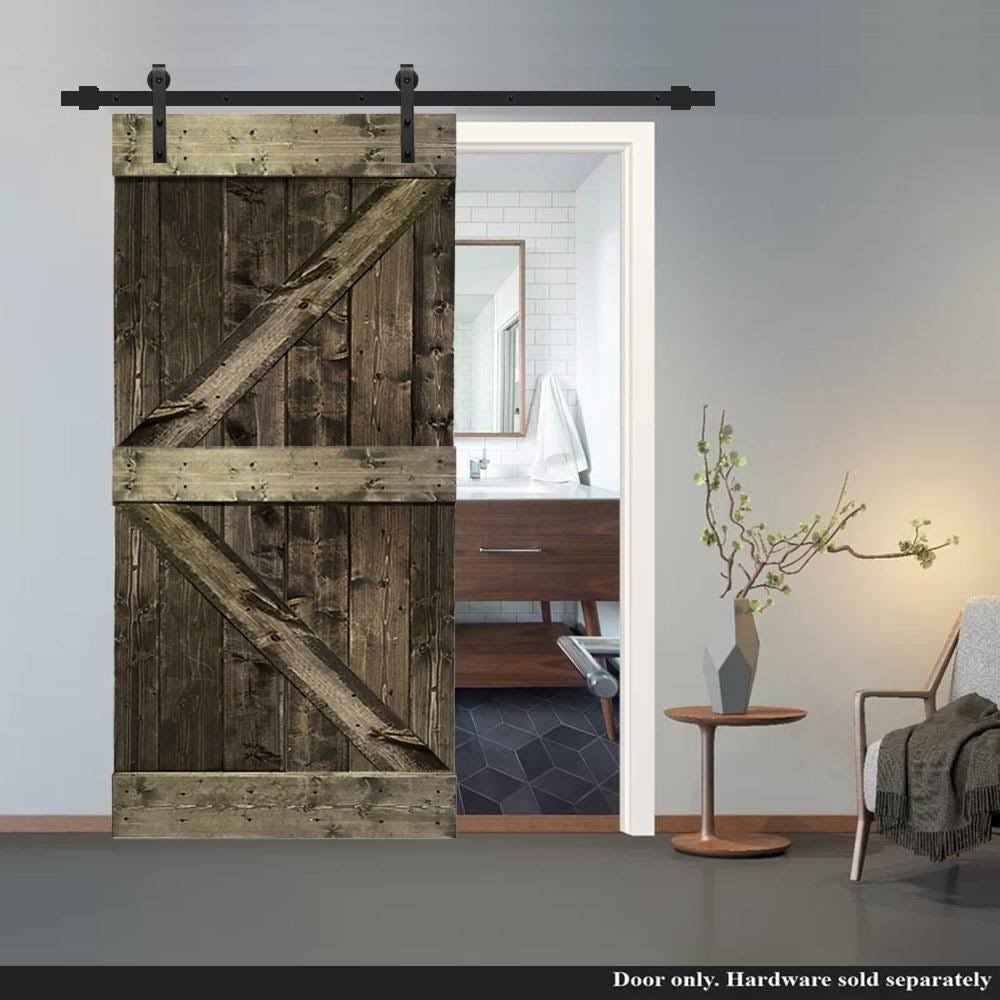 Espresso Solid Knotty Pine Wood Interior Sliding Barn Door Slab M917455
