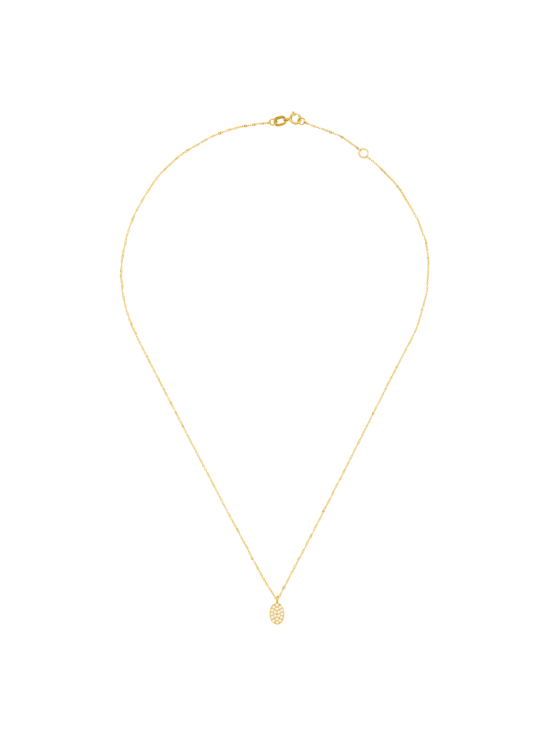 1/10 cttw Diamond Petite Oval Pendant Necklace in 10kt Yellow Gold, 18" K316109