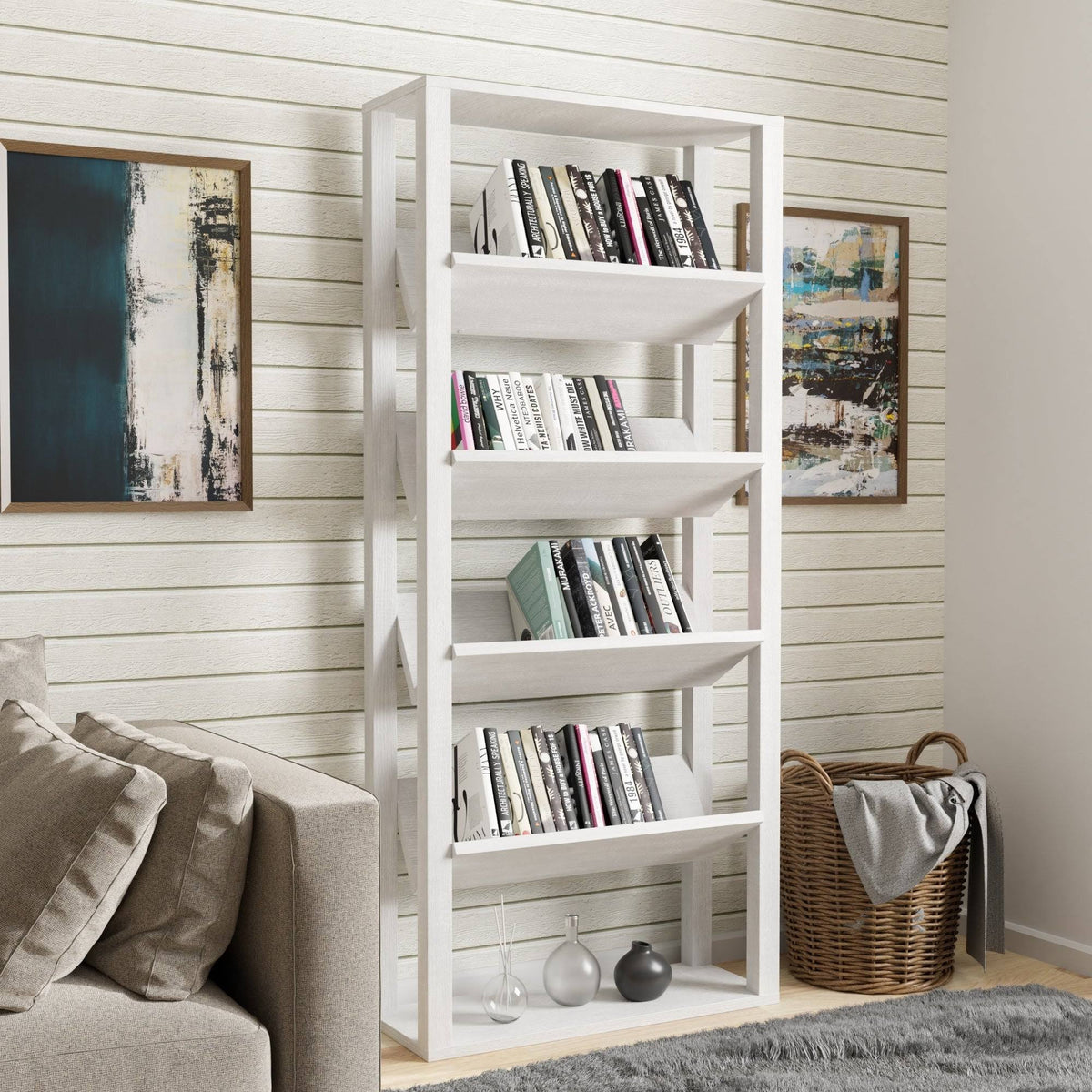 Walnut Oak 5-Shelf Bookcase C405