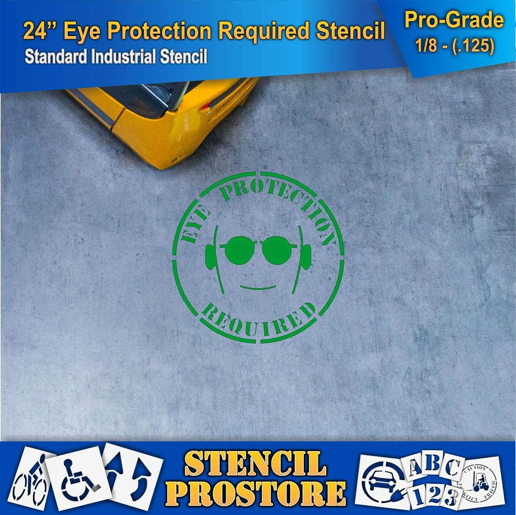 Eye Protection Floor Marking Stencil 24 Inch X 24 Inch X 1/8 Inch H29304