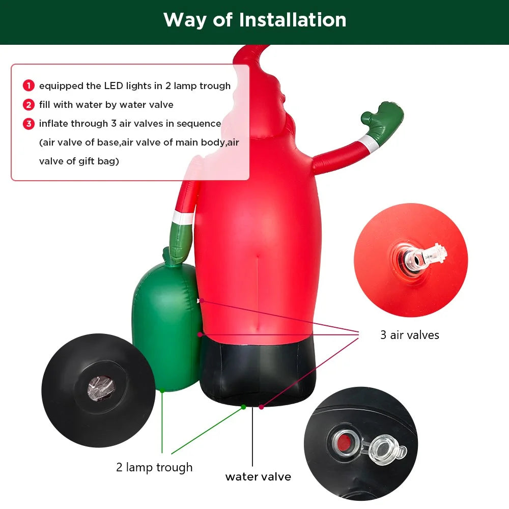 8Ft Christmas Inflatables Santa Claus Outdoor Decorations LED Lights C34870