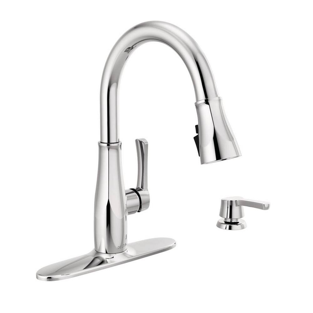 Chrome Single-Handle Pull-Down Sprayer Kitchen Faucet D6963