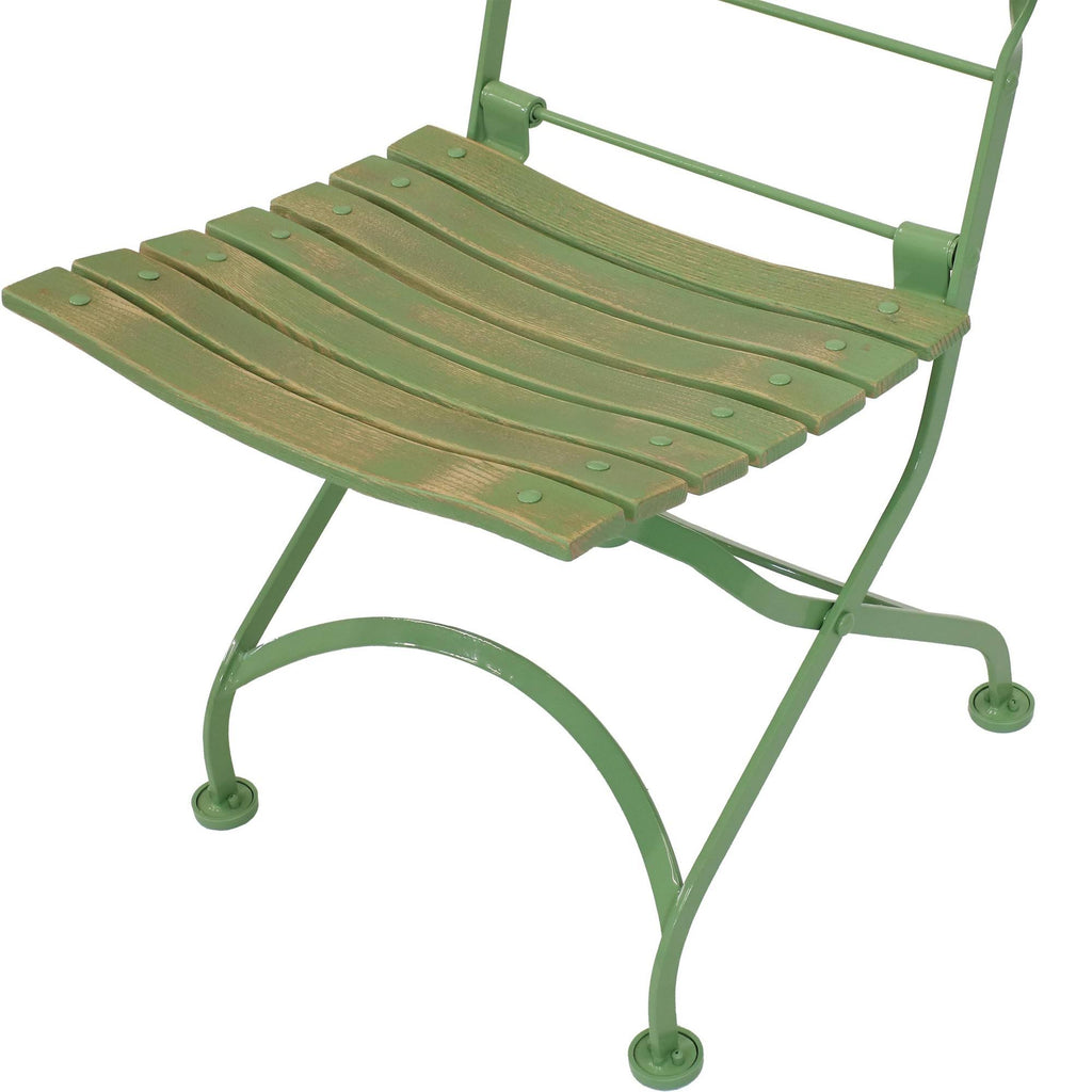 Green Folding Chestnut Wooden Chair Set of 4 V484