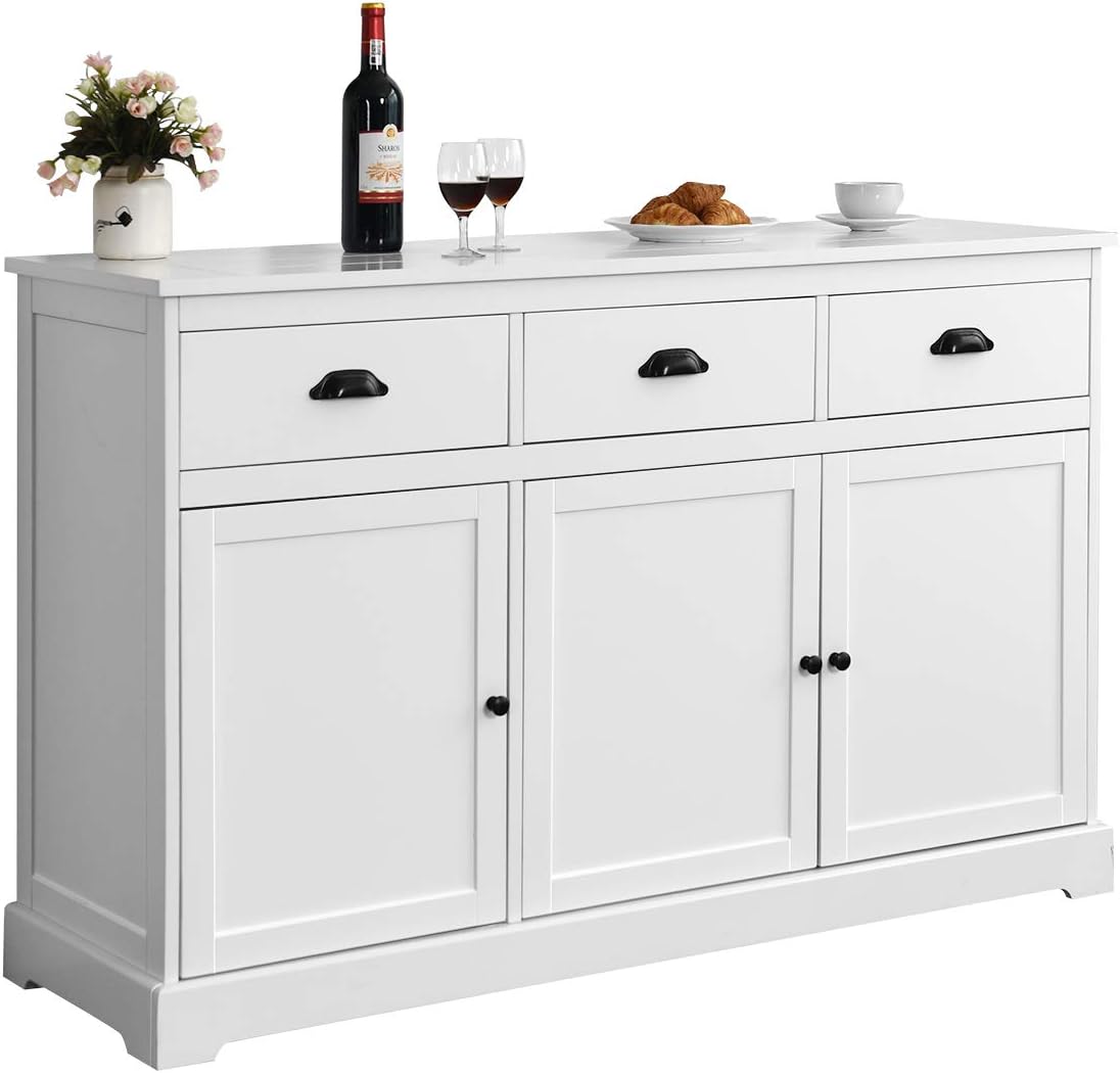 White Sideboard with 2 Cabinets and 3 Drawers N1203