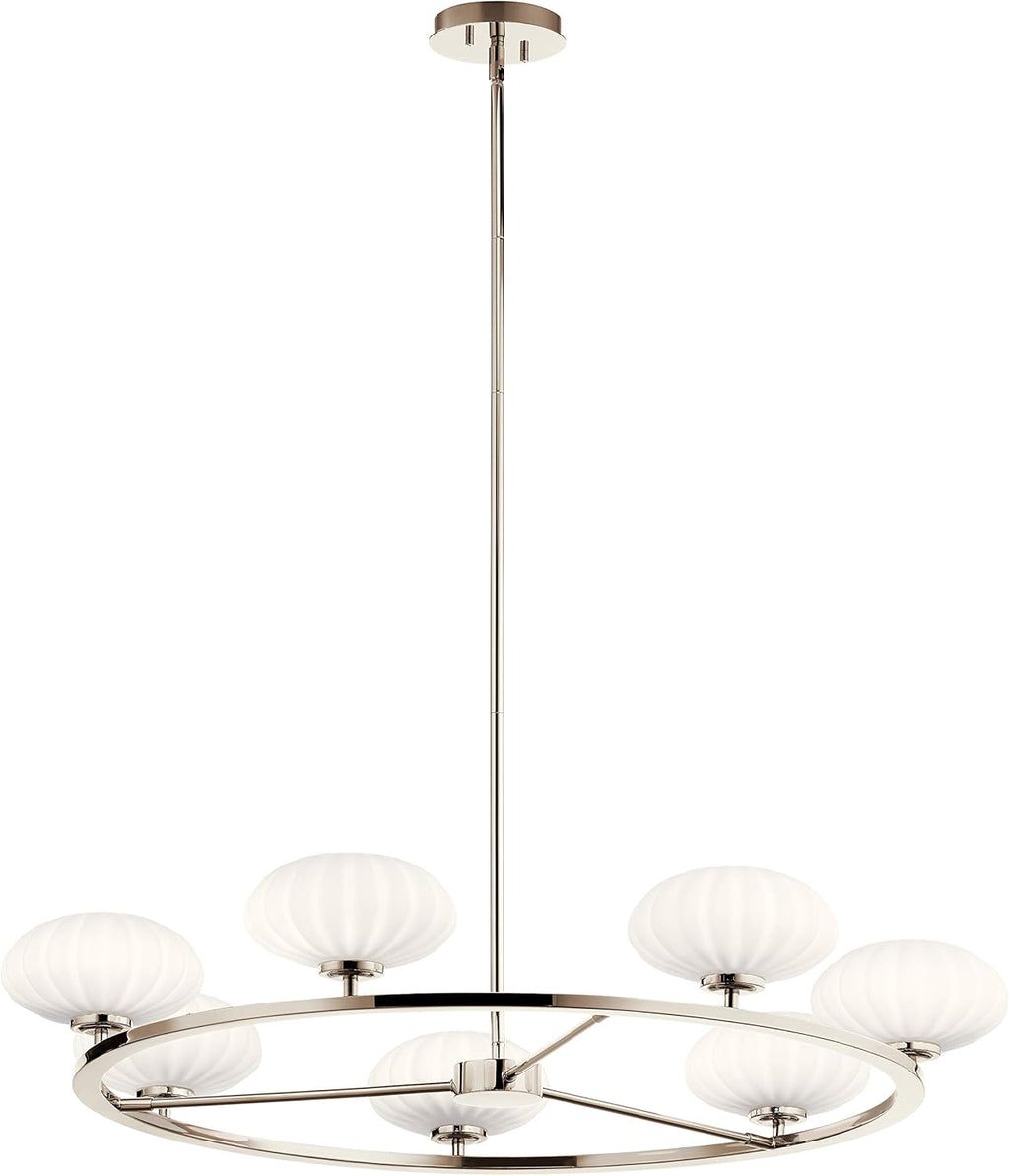 5 Light Round Chandelier with Satin Etched Cased Opal Glass H59286