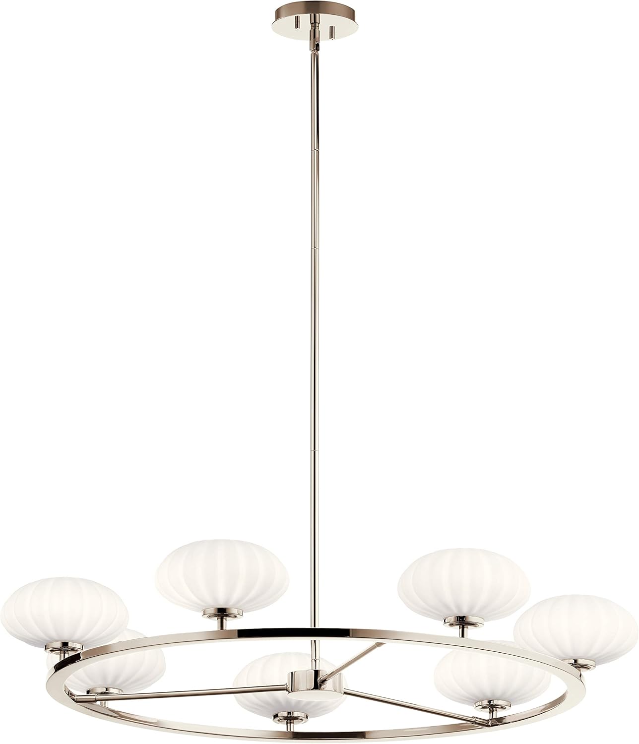 5 Light Round Chandelier with Satin Etched Cased Opal Glass H59286
