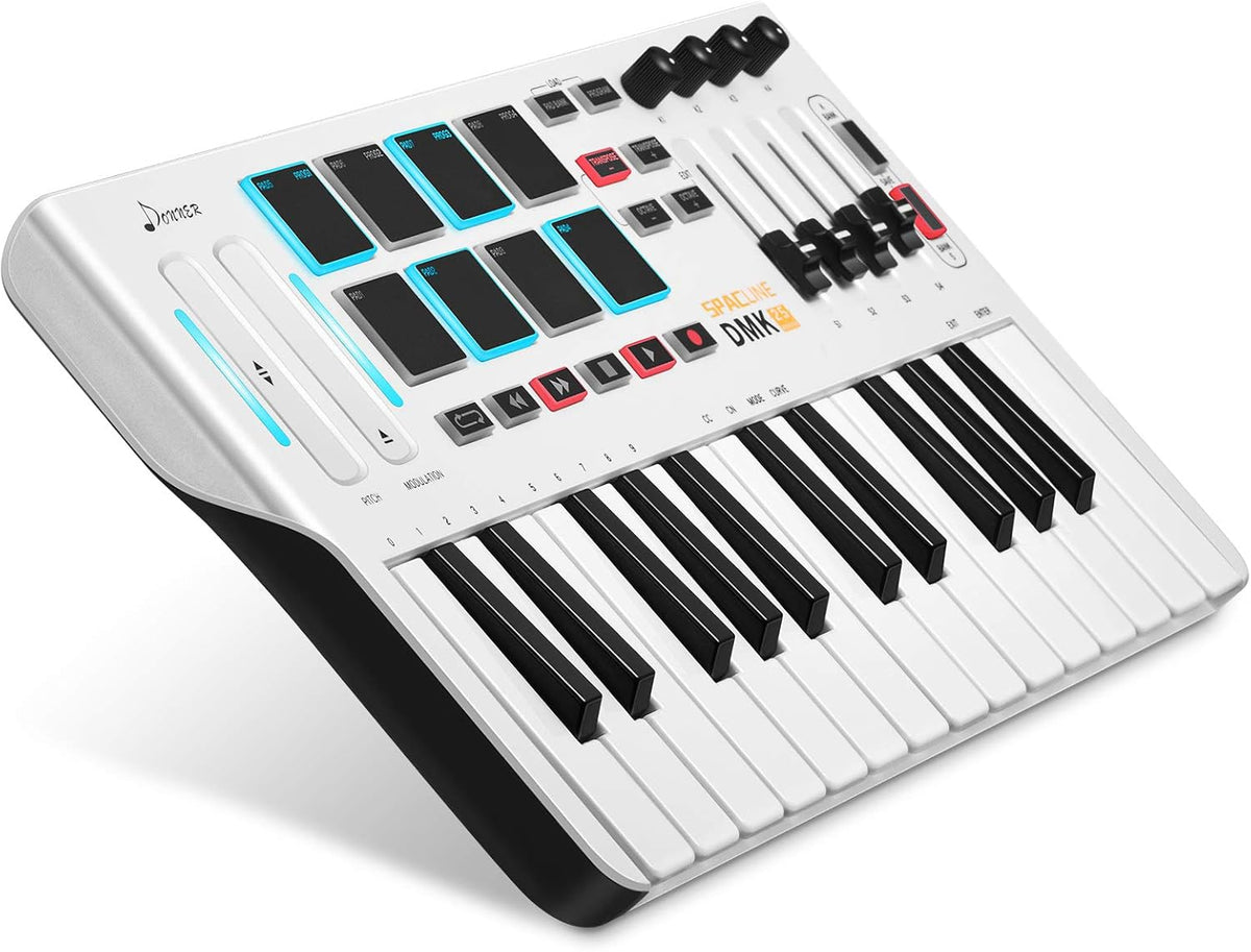 White Portable MIDI Keyboard Controller with 25 Keys I531011