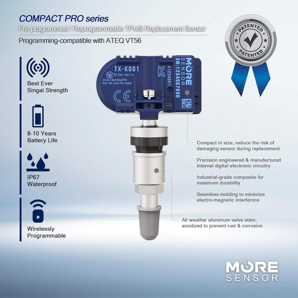 TPMS Tire Pressure Sensor 4-Pack with Aluminum Valve Stem S62954