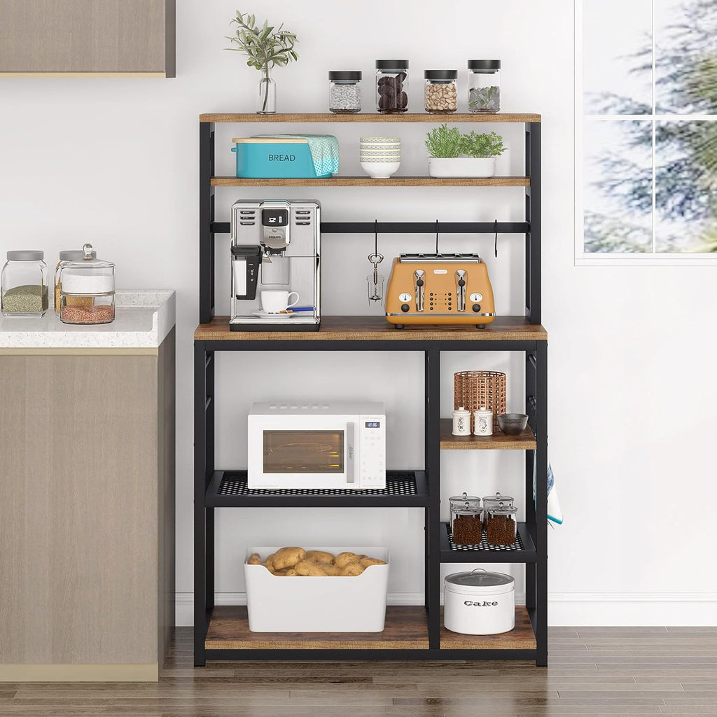 5-Tier Microwave Cart Oven Stand with 8 Hooks X8846