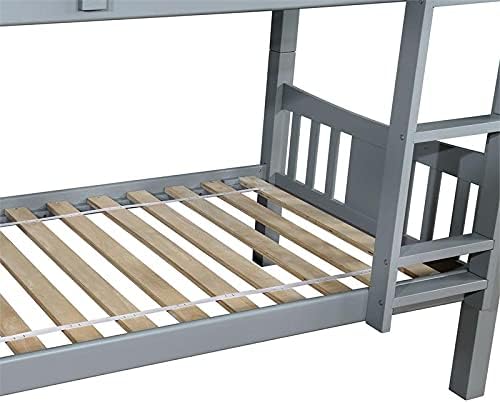 Twin Over Twin Wood Bunk Bed in Gray P457