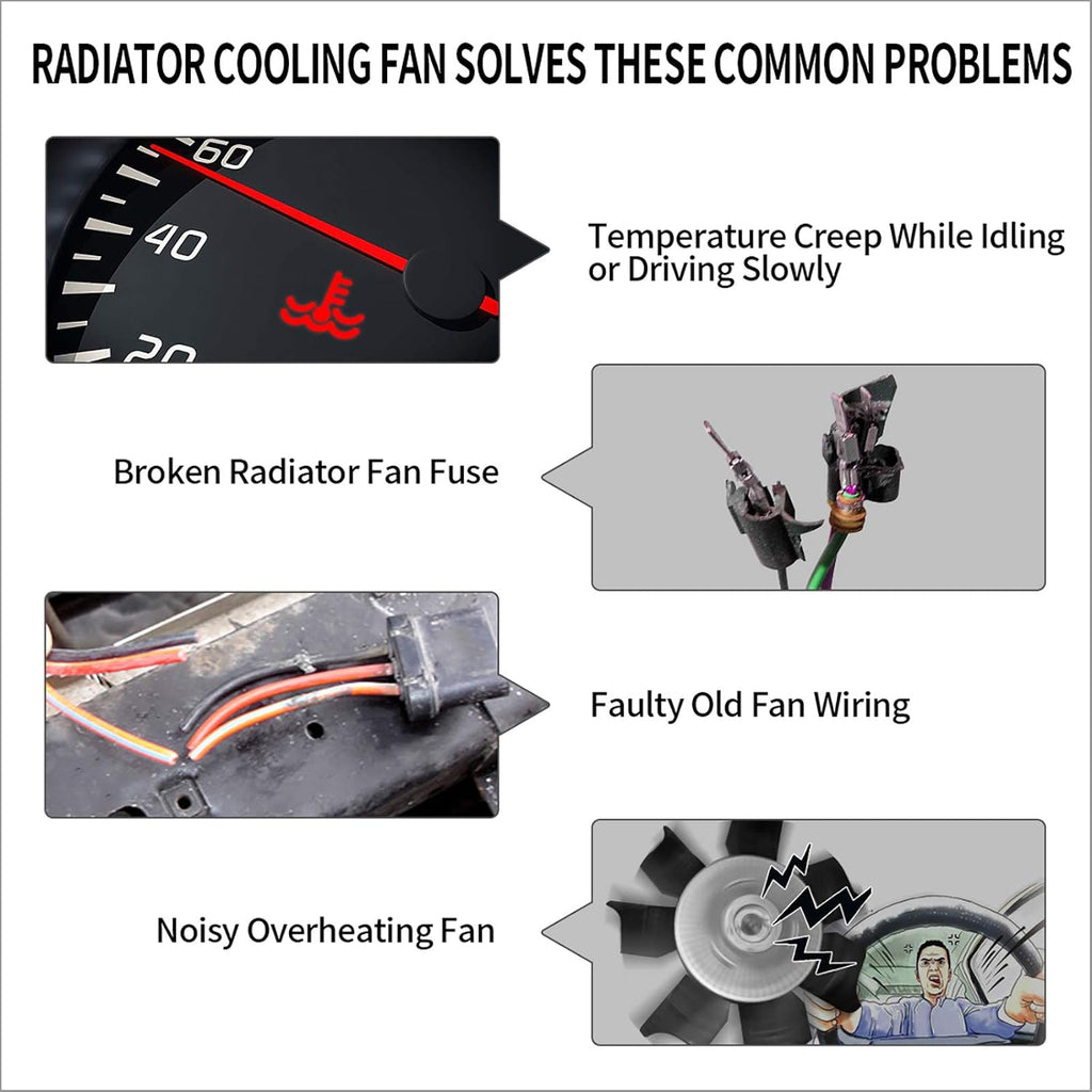 2x10 Inch Electric Radiator Cooling Fan 1350 CFM 12 Volts 80 Watts Pack of 2 X670210