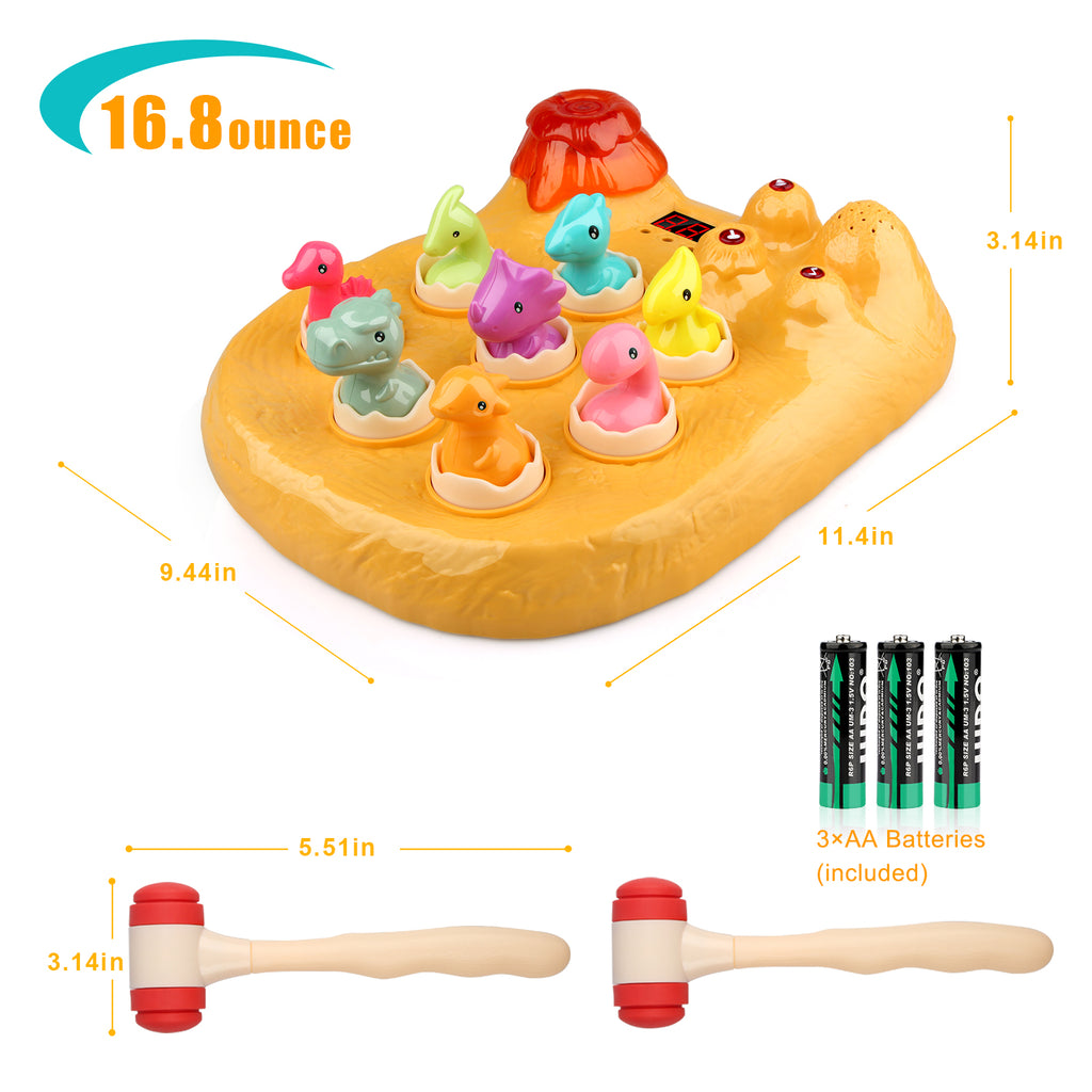 Whack a Dinosaur Game Toy with Hammer for Kids, Yellow H174056