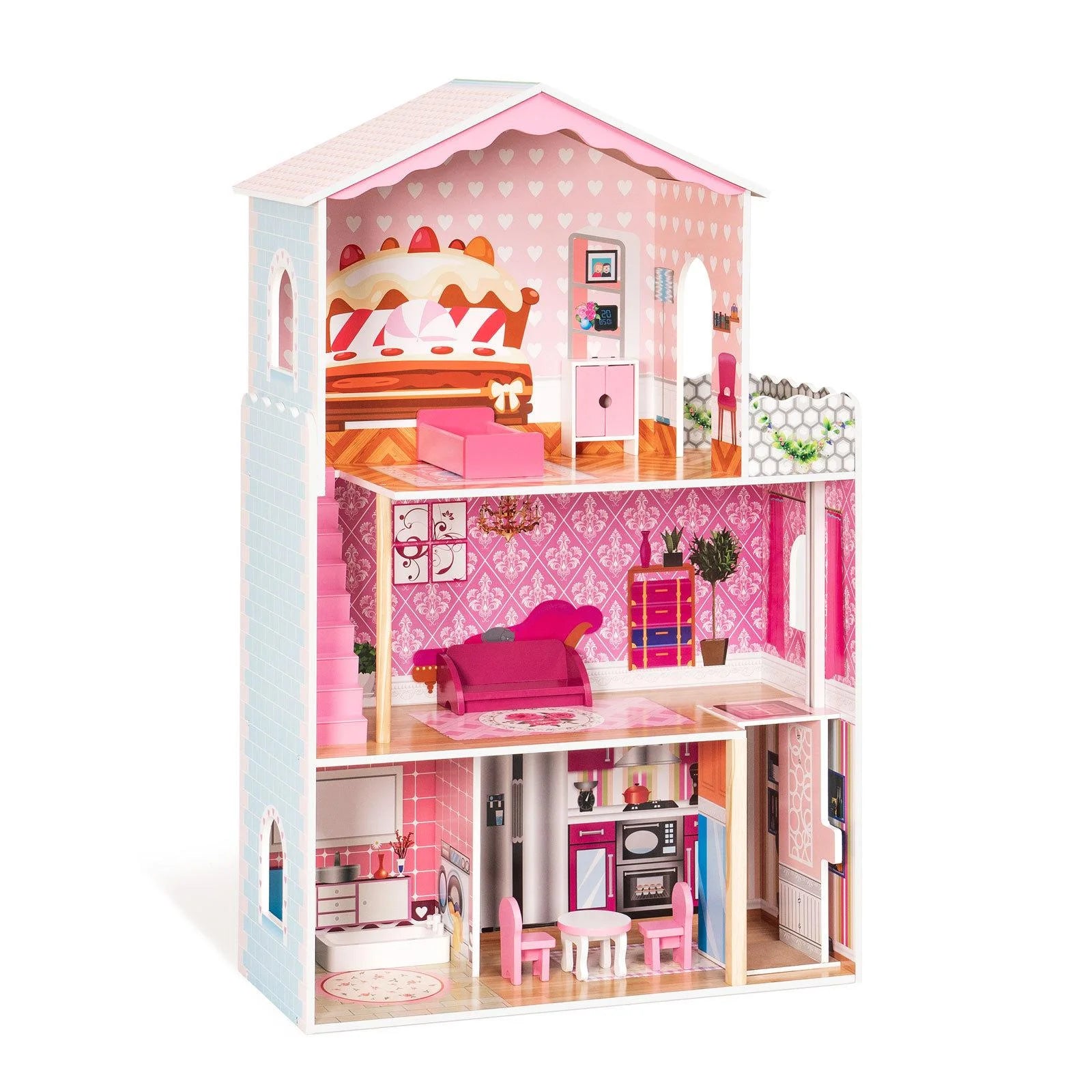 Dollhouse Kit with Accessories and Furniture, 31.1'' x 11.4'' x 42.5'' Z856392