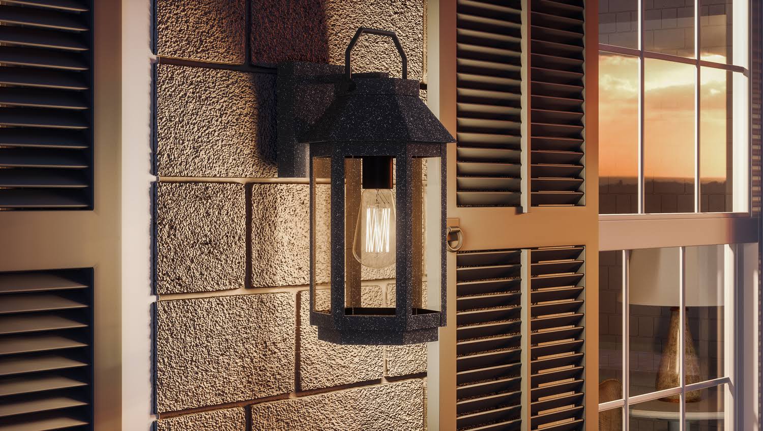 Speckled Black Outdoor Wall Lantern O4320