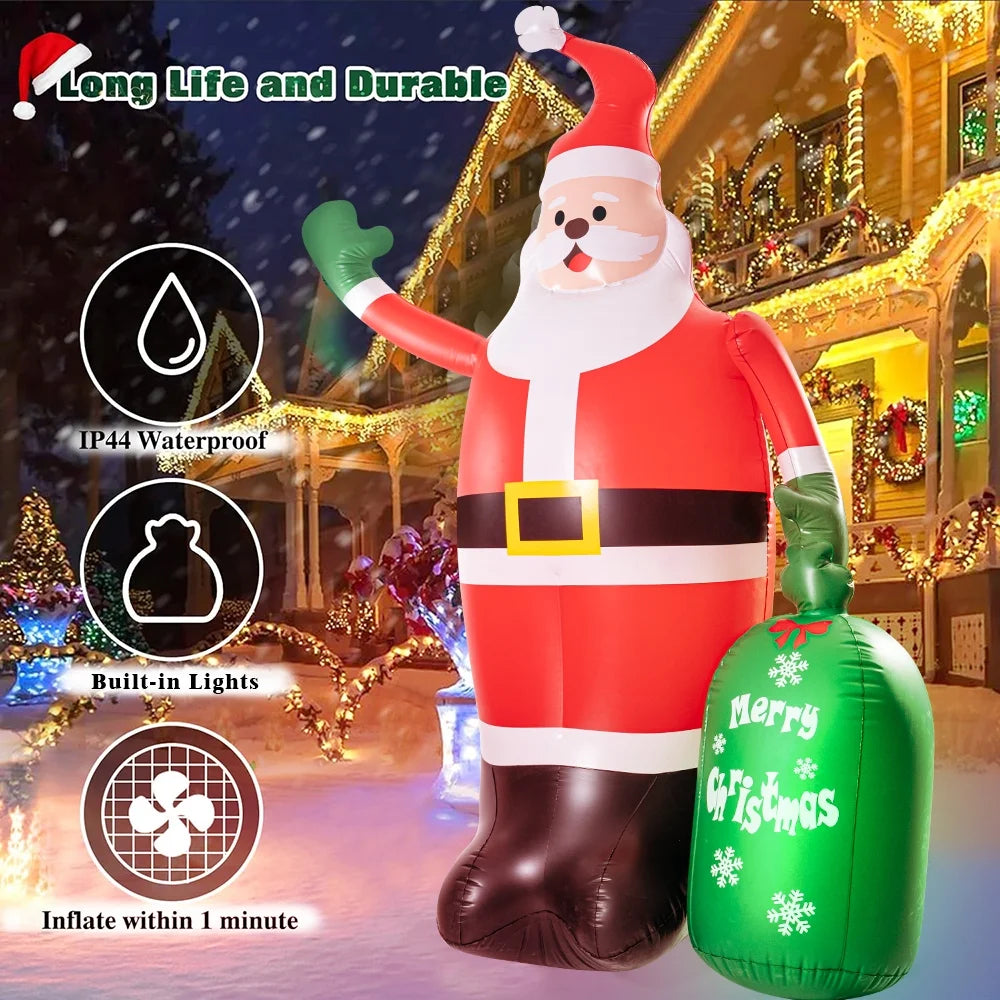 8Ft Christmas Inflatables Santa Claus Outdoor Decorations LED Lights C34870