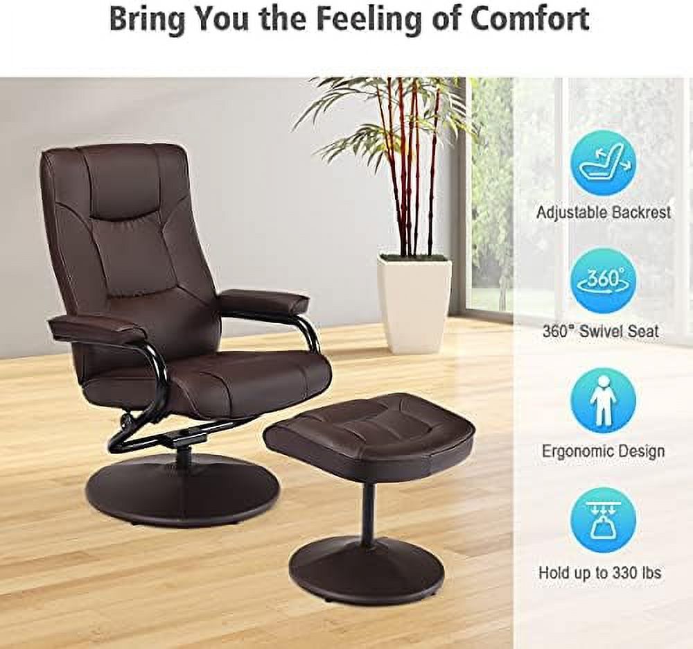 Gray PU Leather Recliner Chair with Ottoman F535