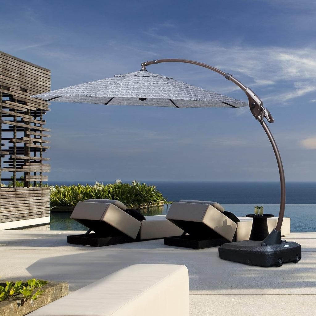 11 FT Curvy Aluminum Offset Umbrella with Base D752876