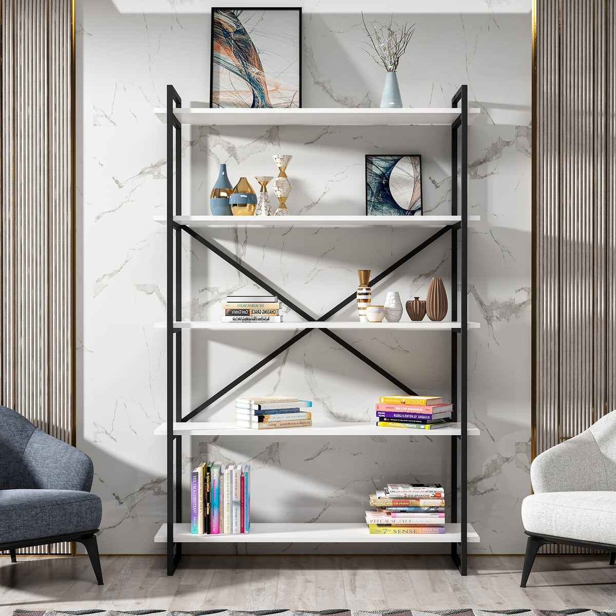 Modern Bookcase Anthracite Gold M66725
