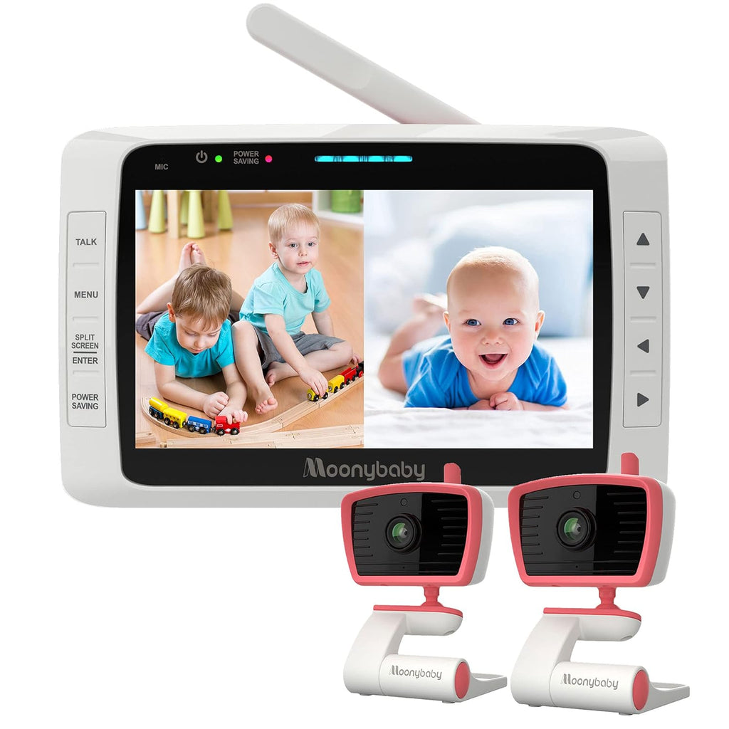 Split 50 Baby Monitor with 2 Cameras and Audio, No WiFi, Large Screen V88376