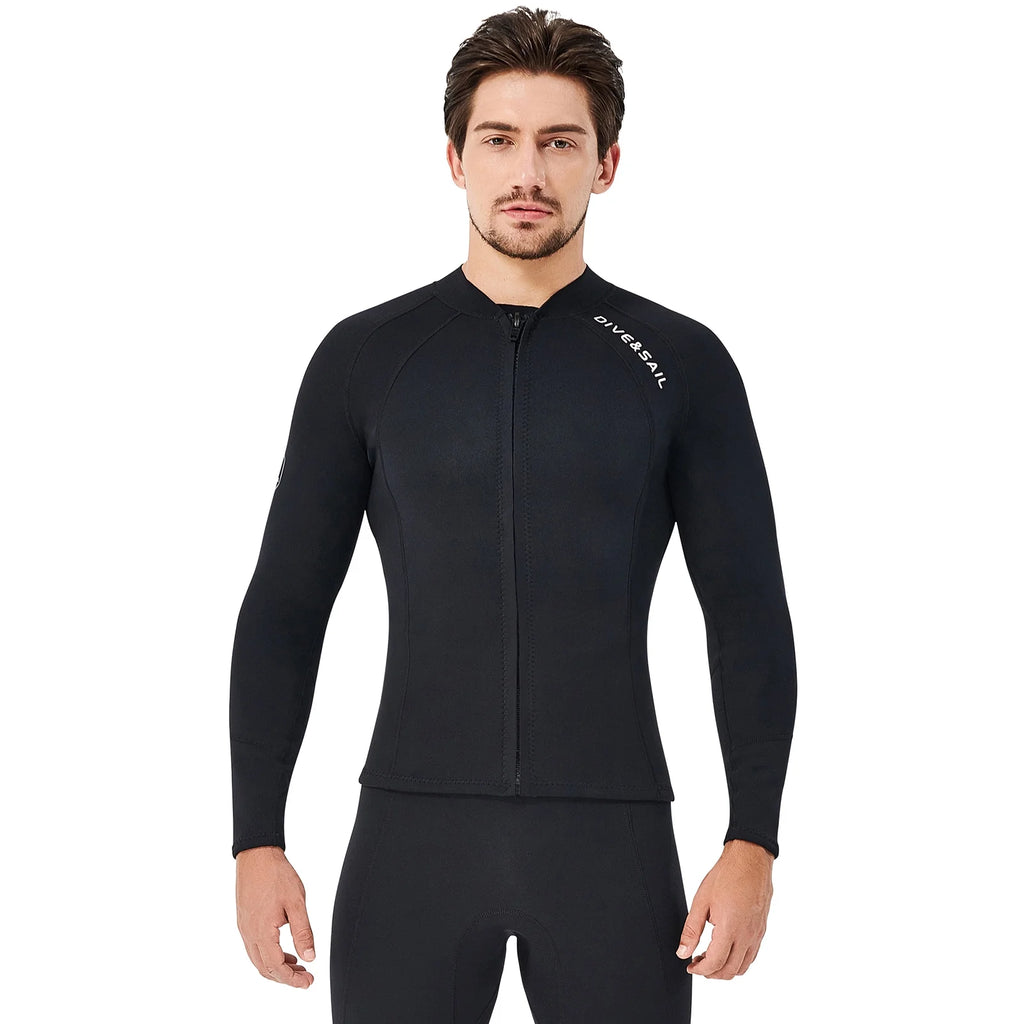 2mm Neoprene Front Zipper Wetsuits Jacket Long Sleeves E27189
