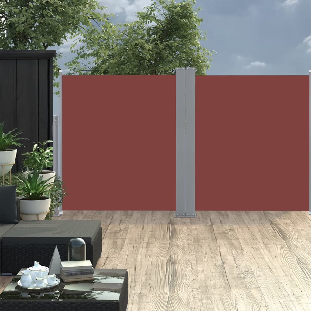 Retractable Side Awning Brown 55.1"x236.2" Y754