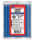 4-Inch Light Duty Cable Ties, Blue, 100-Pack S2612