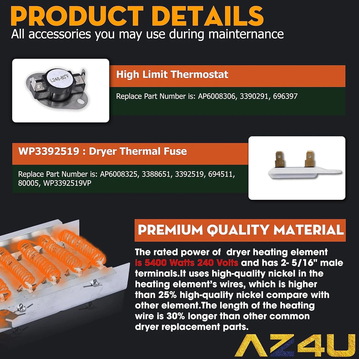 Dryer Heating Element Thermal Cut H936