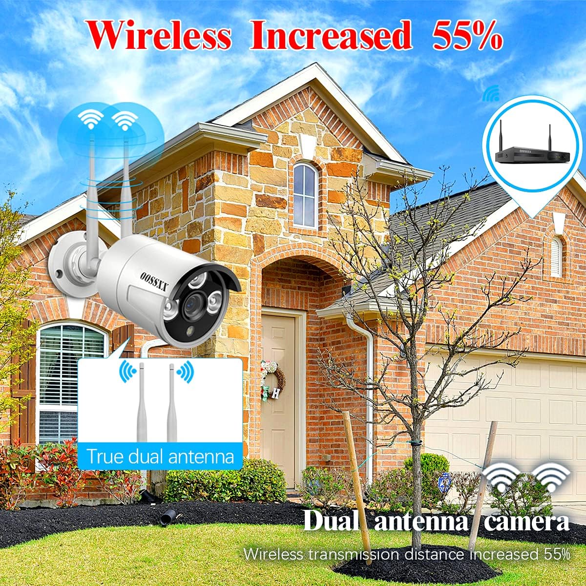 2K 3.0MP Wireless Security Camera System, 8 Channel NVR with 6TB HDD W92093