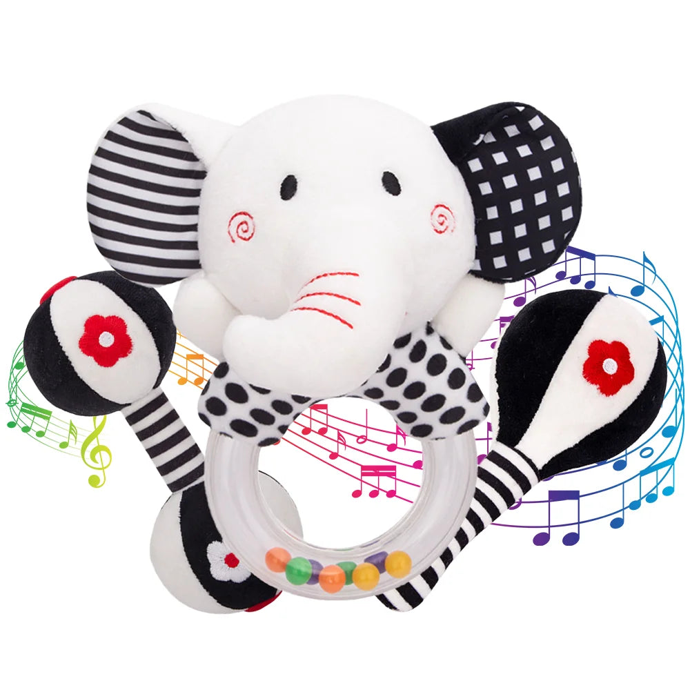 3PCS Soft High Contrast Black and White Baby Rattles N681