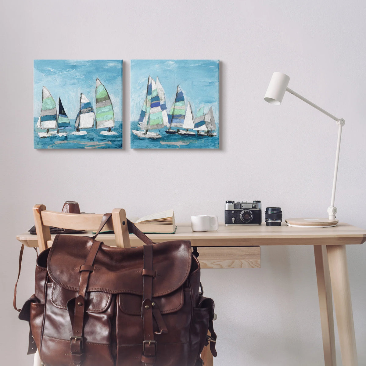 Set of 2 Nautical Canvas Print Wall Art J98459