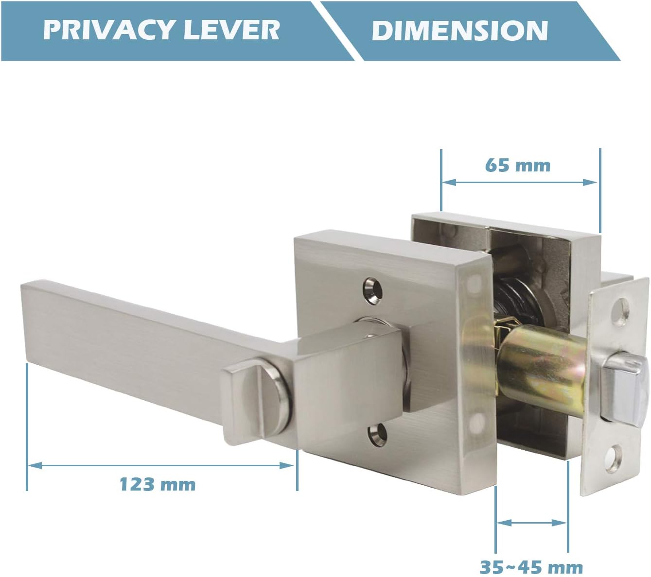 Satin Nickel Square Privacy Door Handles Leverset Lockset 10Pack D7634