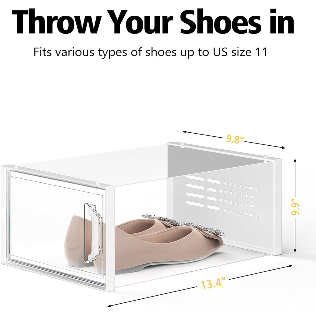 X-Large Shoe Storage Box 12 Pack Stackable Breathable B335605