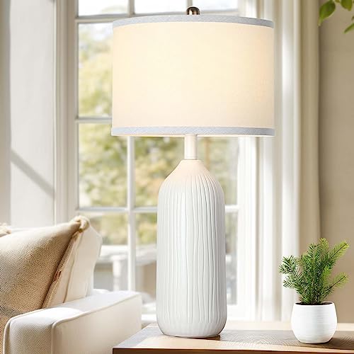 White Ceramic Table Lamp with 3-Color Temperatures U8420