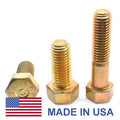 5/8 inch-11 x 4 inch Coarse Thread Grade 9 Hex Cap Screw Yellow Zinc Plated Pk 10 J81955