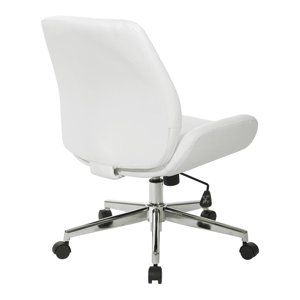 White Faux Leather Chair with Chrome Finish Base E9333