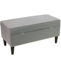 Linen Gray Button Storage Bench M501