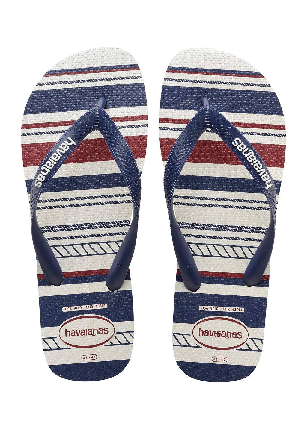 White/Navy Blue/White Flip Flops F694