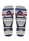 White/Navy Blue/White Flip Flops F694