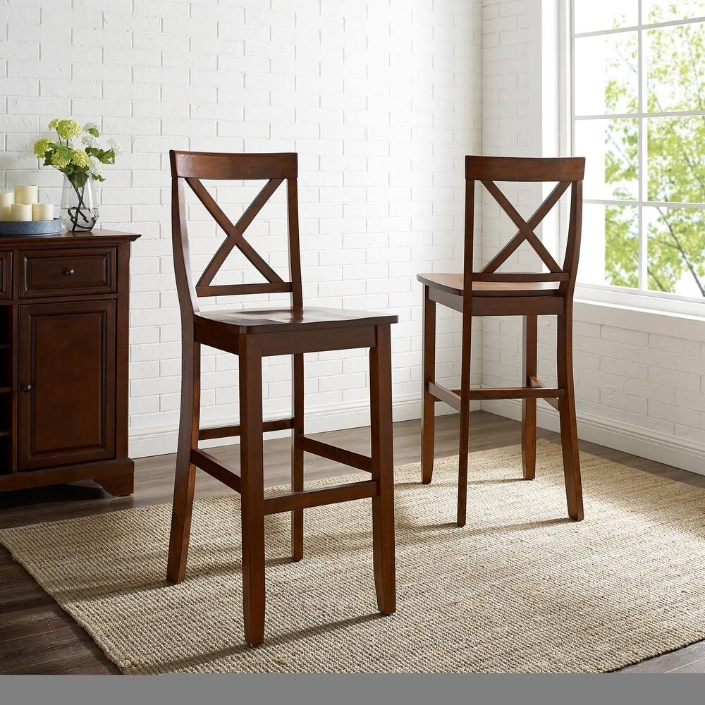 Mahogany X-Back Bar Stool Set of 2 R463695