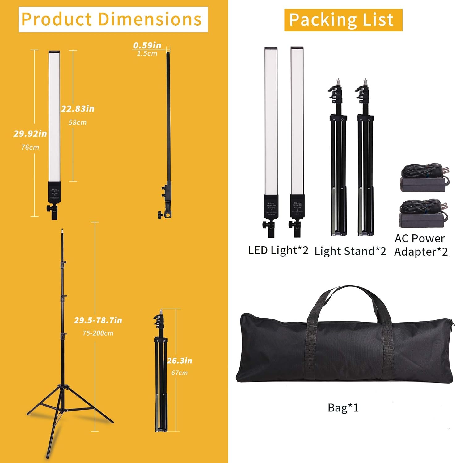 36w Dimmable LED Photography Light Kit with Tripod Stand Bag O90262