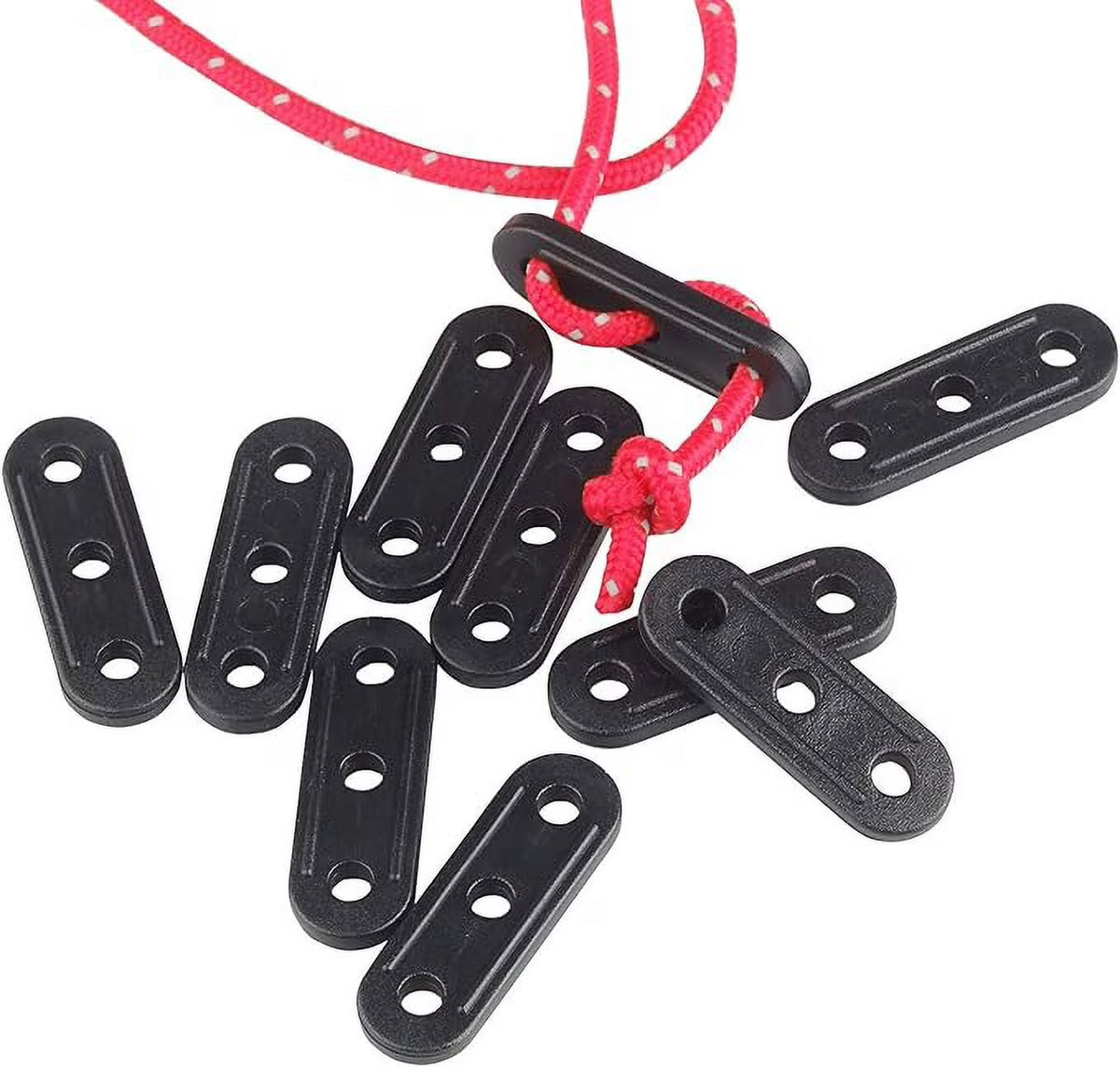50 Pcs Black Plastic Cord Tensioners Rope Adjuster for Camping Y5608