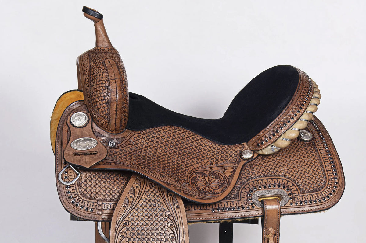Dark Brown Leather Barrel Racing Saddle C218358