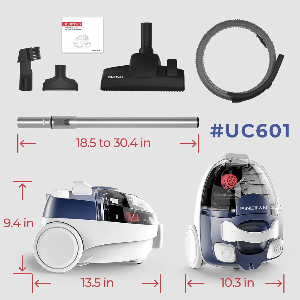 Ocean Blue Bagless Canister Vacuum Cleaner with Double HEPA Filtration E8812