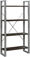 4 Shelf Metal Framed Wooden Bookcase in Black Walnut A110110