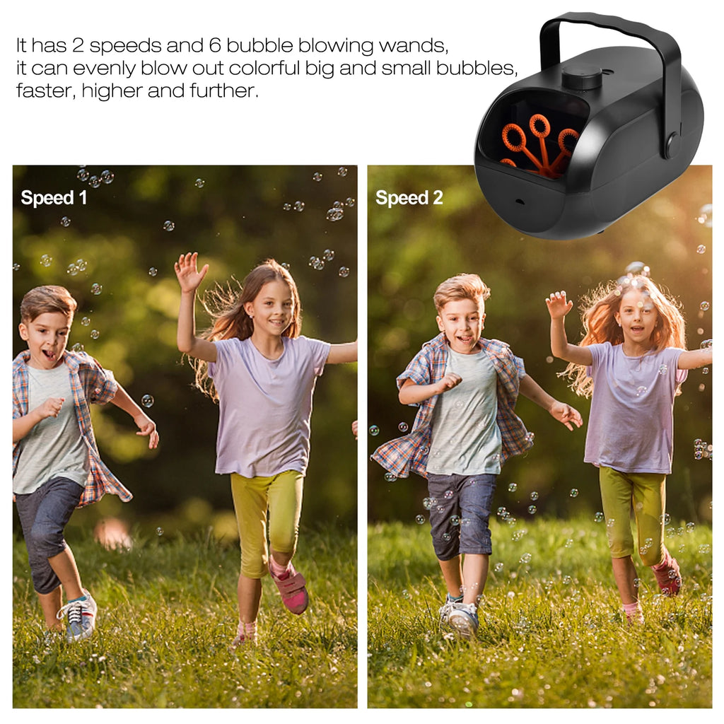 Bubble Machine with 2 Speeds and 6 Bubble Wands T769