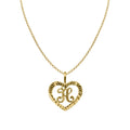 14K Yellow Gold Diamond-Cut Heart-Shaped Initial Letter Pendant with 16" Chain Necklace B5714