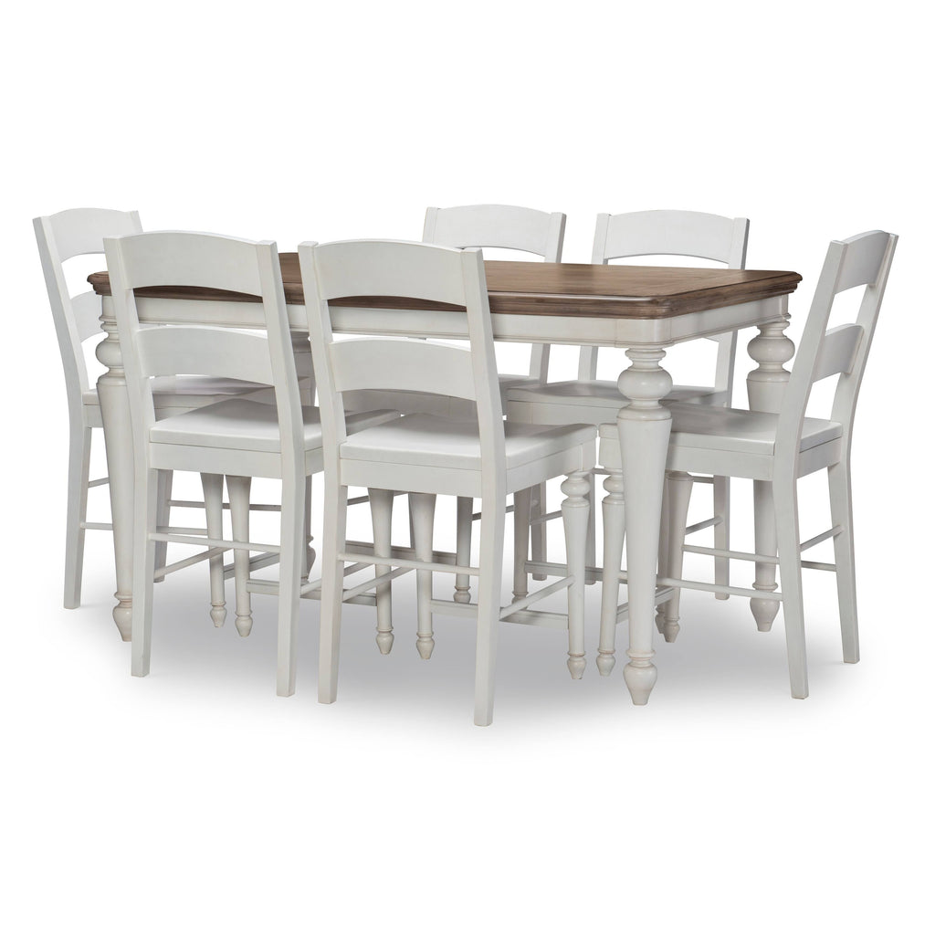 Aged Taupe Rustic White Pub Table P5384