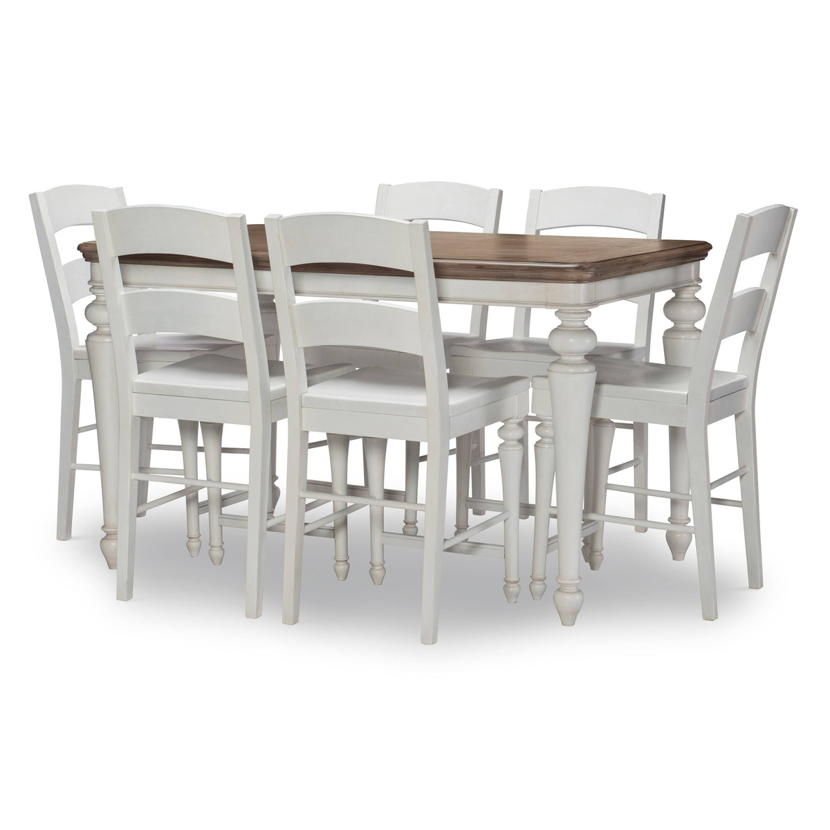 Aged Taupe Rustic White Pub Table P5384