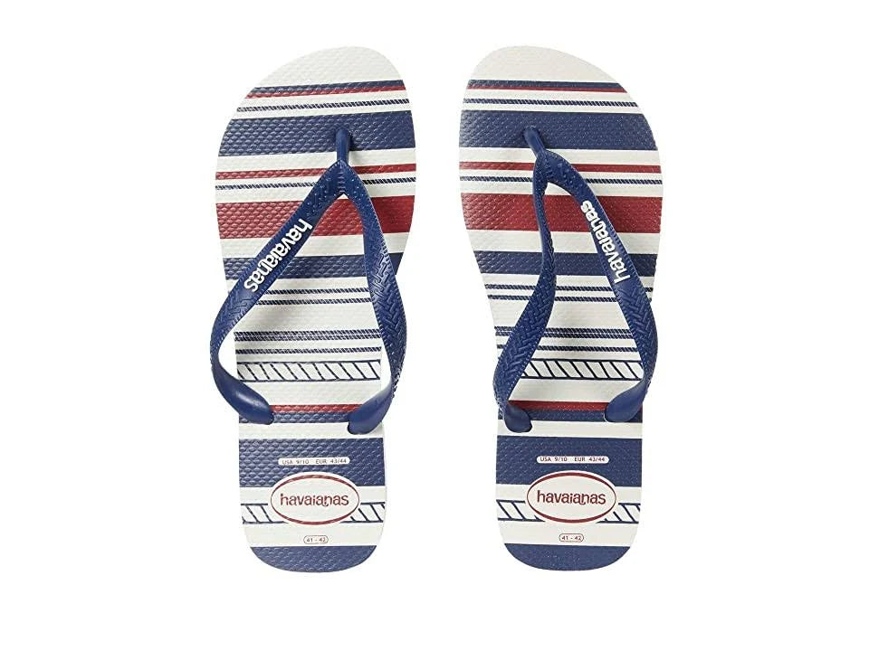 White/Navy Blue/White Flip Flops F694