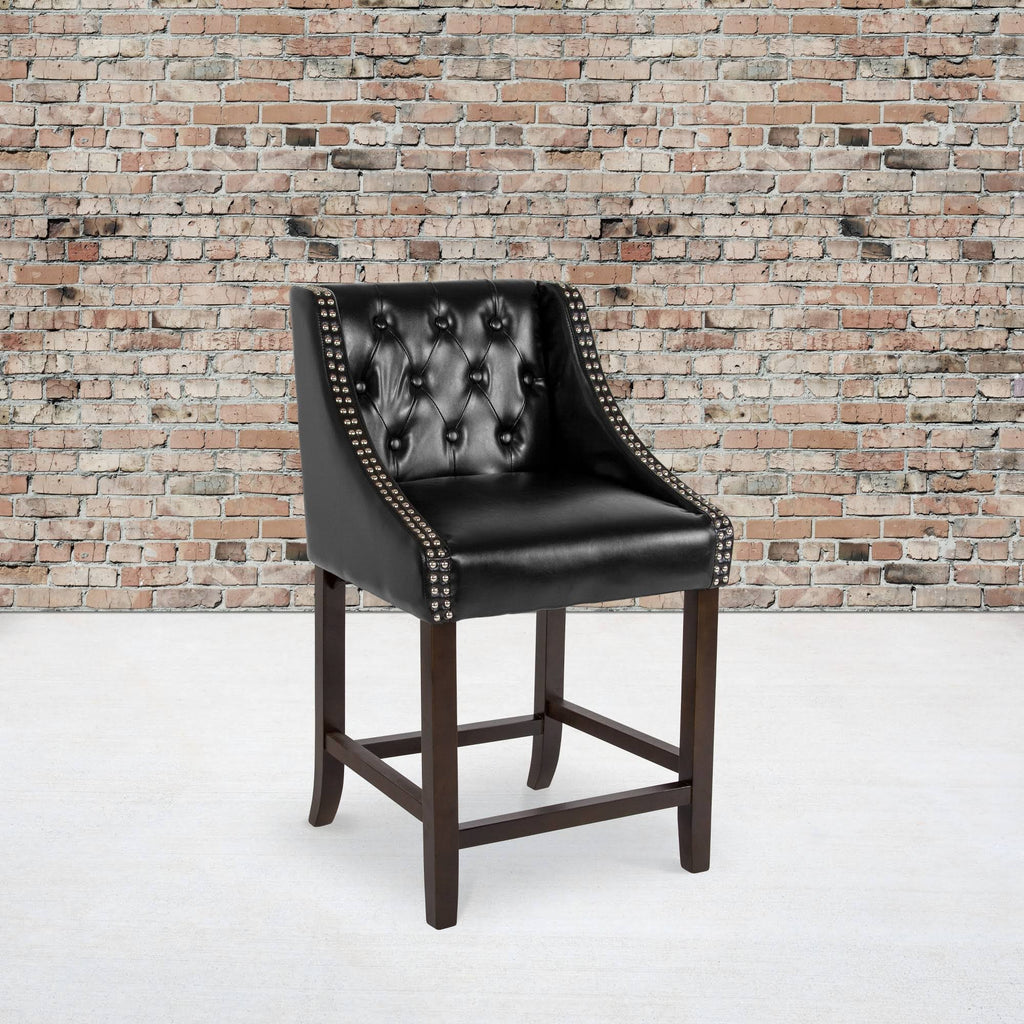 Black Leather Counter Height Stool N370